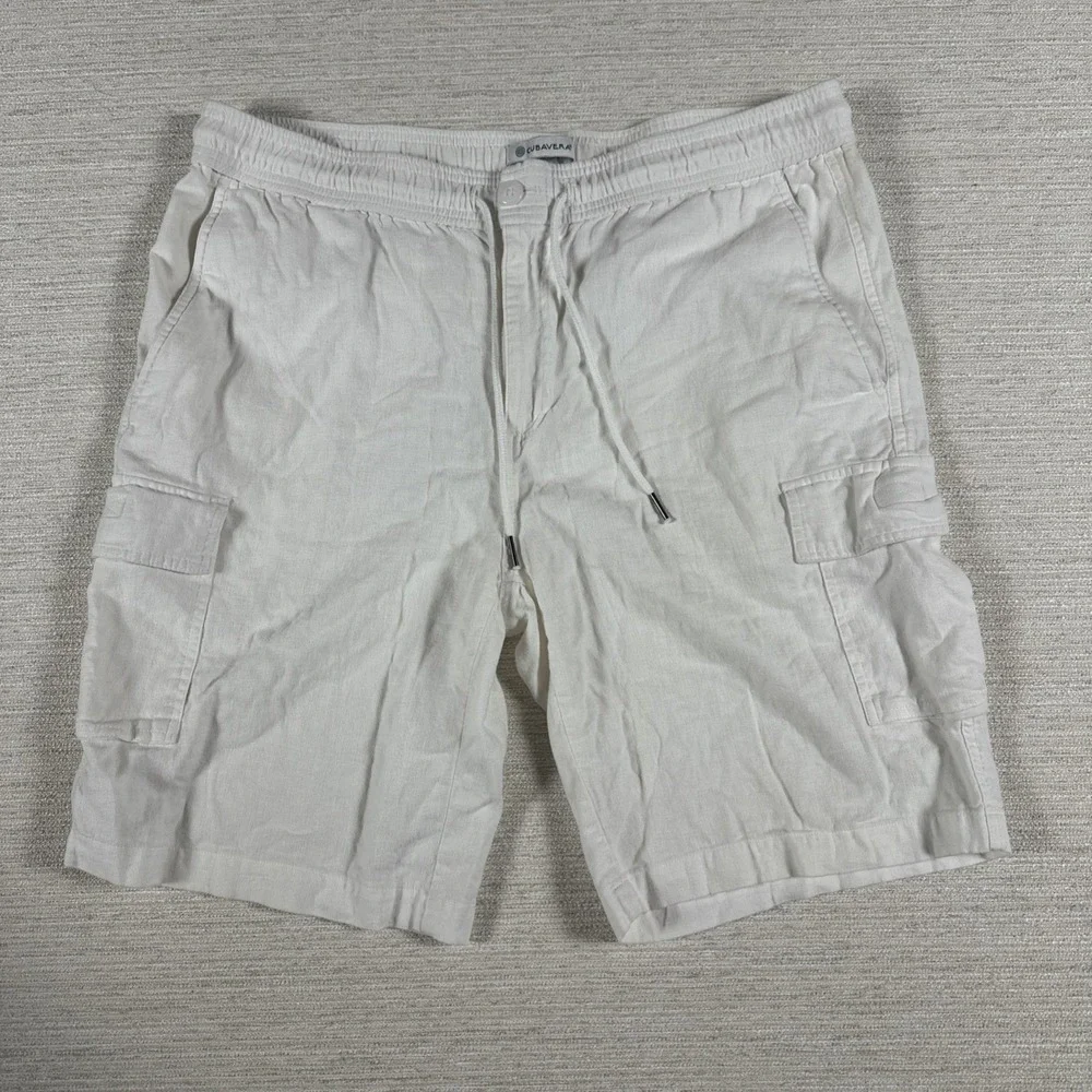 Cubavera Coastal Grandpa Resort Linen Blend Cargo Shorts Beach Men's Size Large